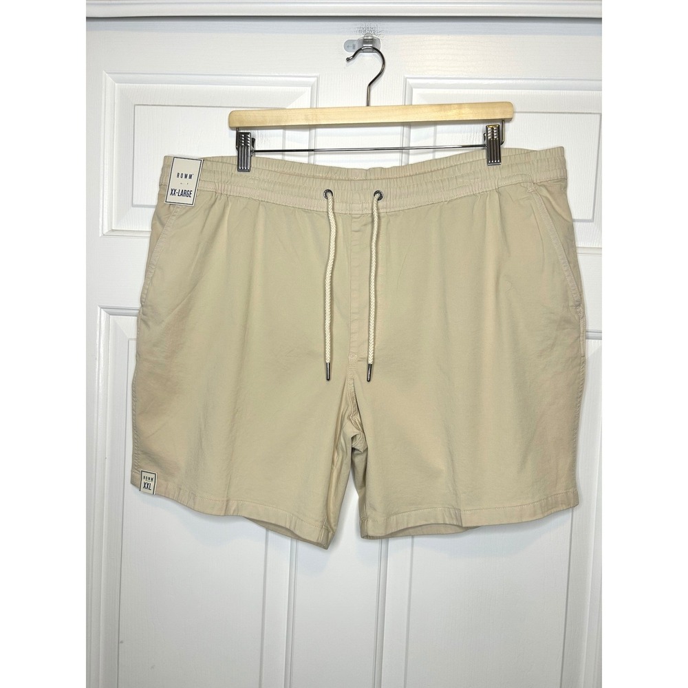 ROWM Casual Shorts Mens XXL Tan NWT Cotton Lyocell Stretch Drawstring Waist